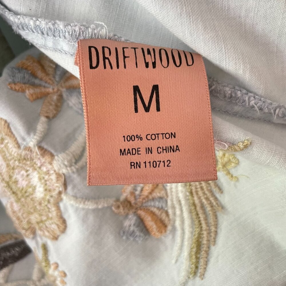 DRIFTWOOD Light Washed Embroidered Back Demin Shirt Size M - Picture 7 of 14